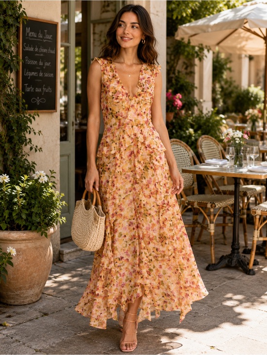 Misa Los Angeles Dresses & Skirts - MISA Los Angeles Claudita Dress in Golden Flora – Size Small (Fits Up to Medium)